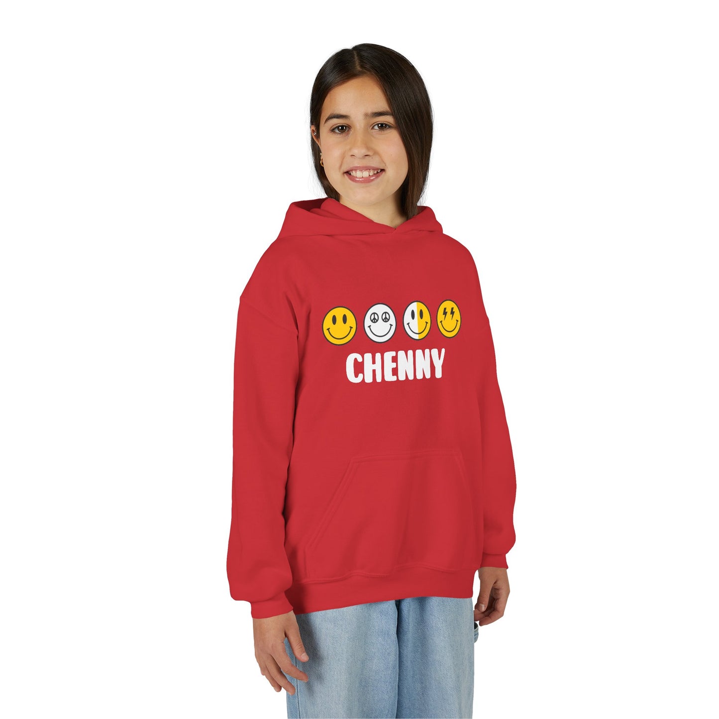 Custom Emoji Line Youth Hooded Sweatshirt