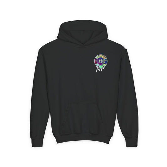 Custom Team Logo Rainbow Drip Youth Hoodie
