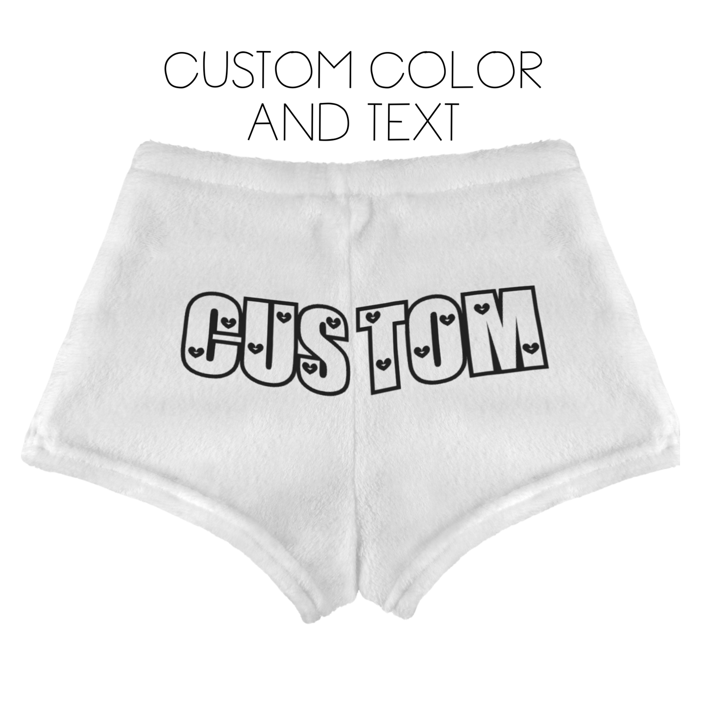 Personalized Fuzzy Shorts β Custom Name in Heart Font
