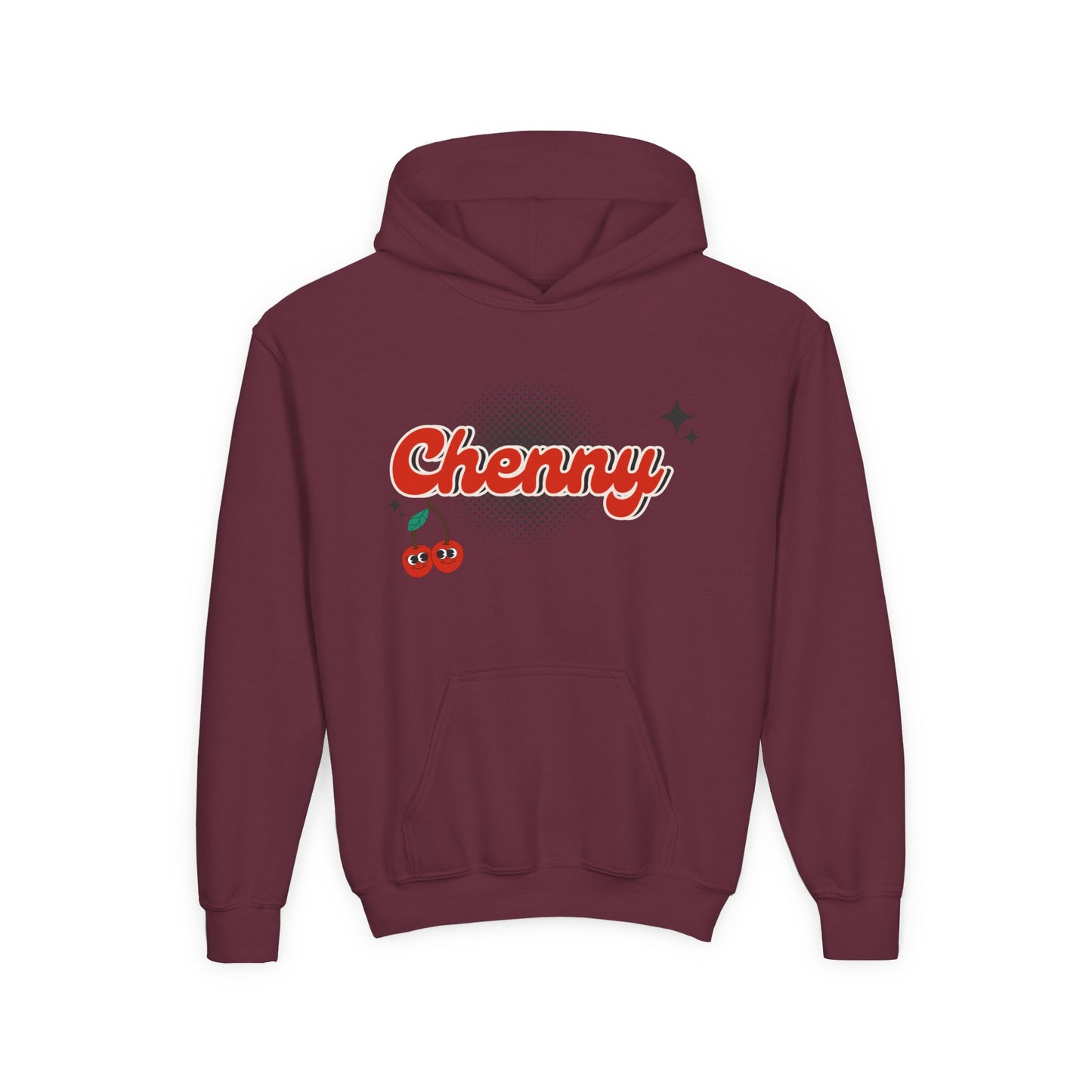 Customizable Youth Hoodie Sweatshirt for Camp, School, or Sports Team | Retro Cherries