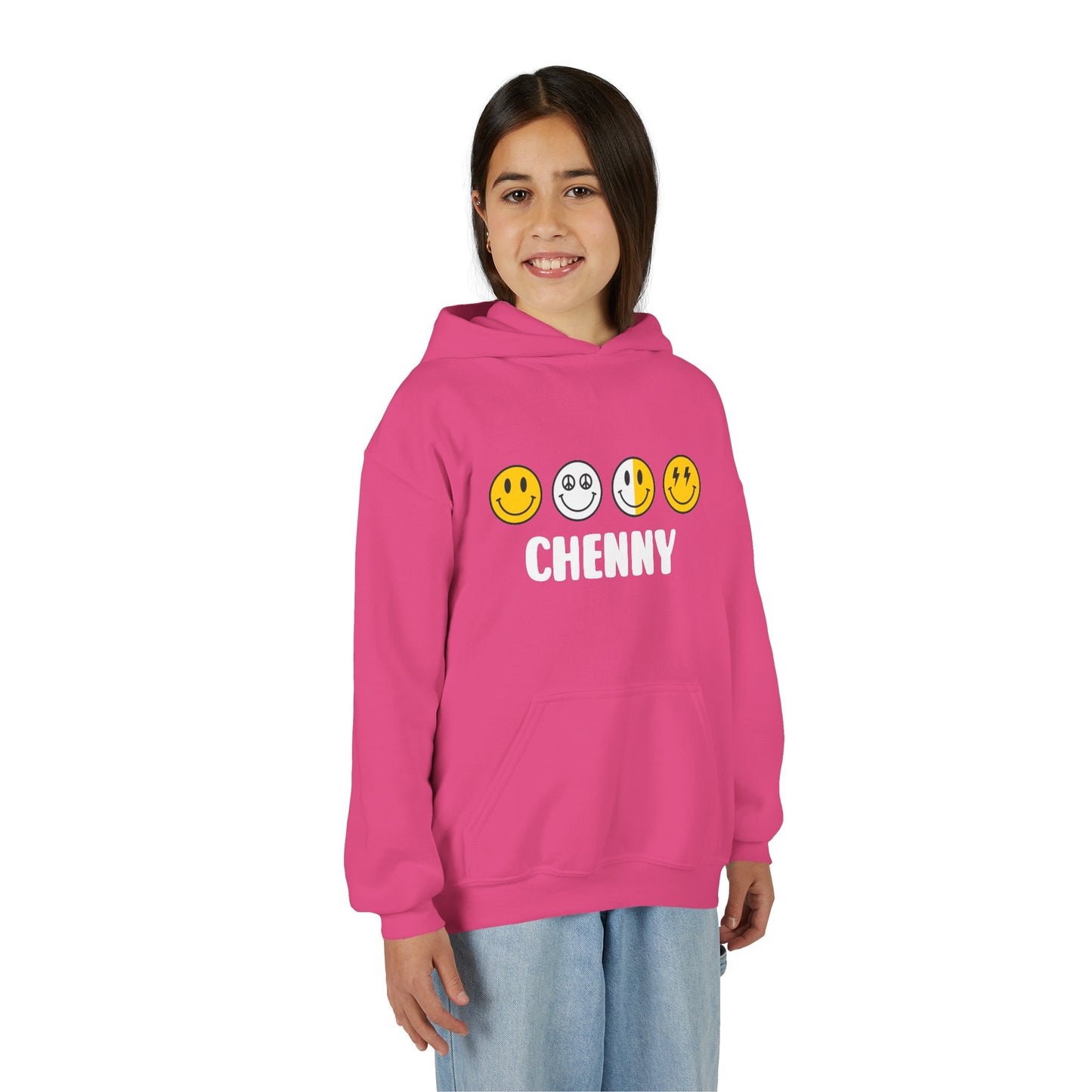 Custom Emoji Line Youth Hooded Sweatshirt