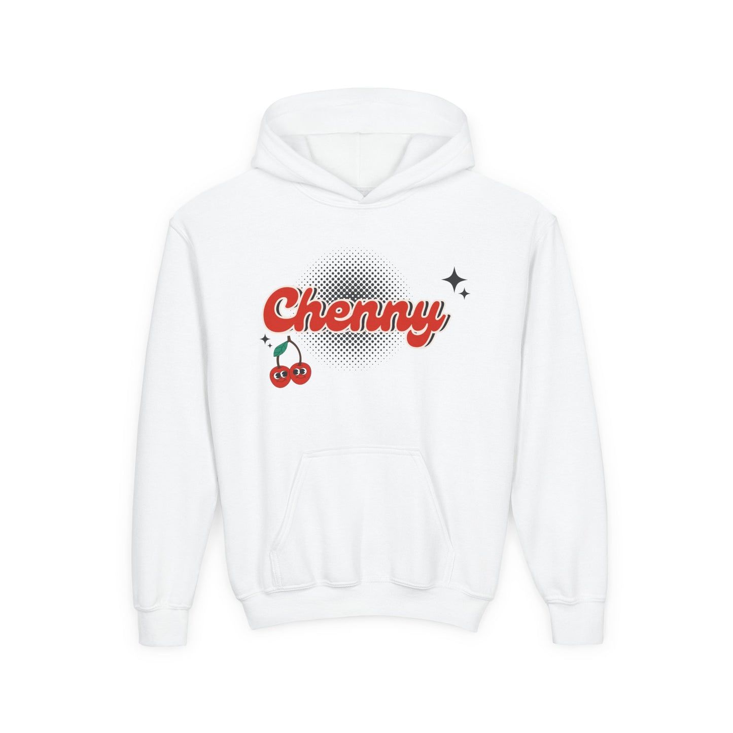 Customizable Youth Hoodie Sweatshirt for Camp, School, or Sports Team | Retro Cherries