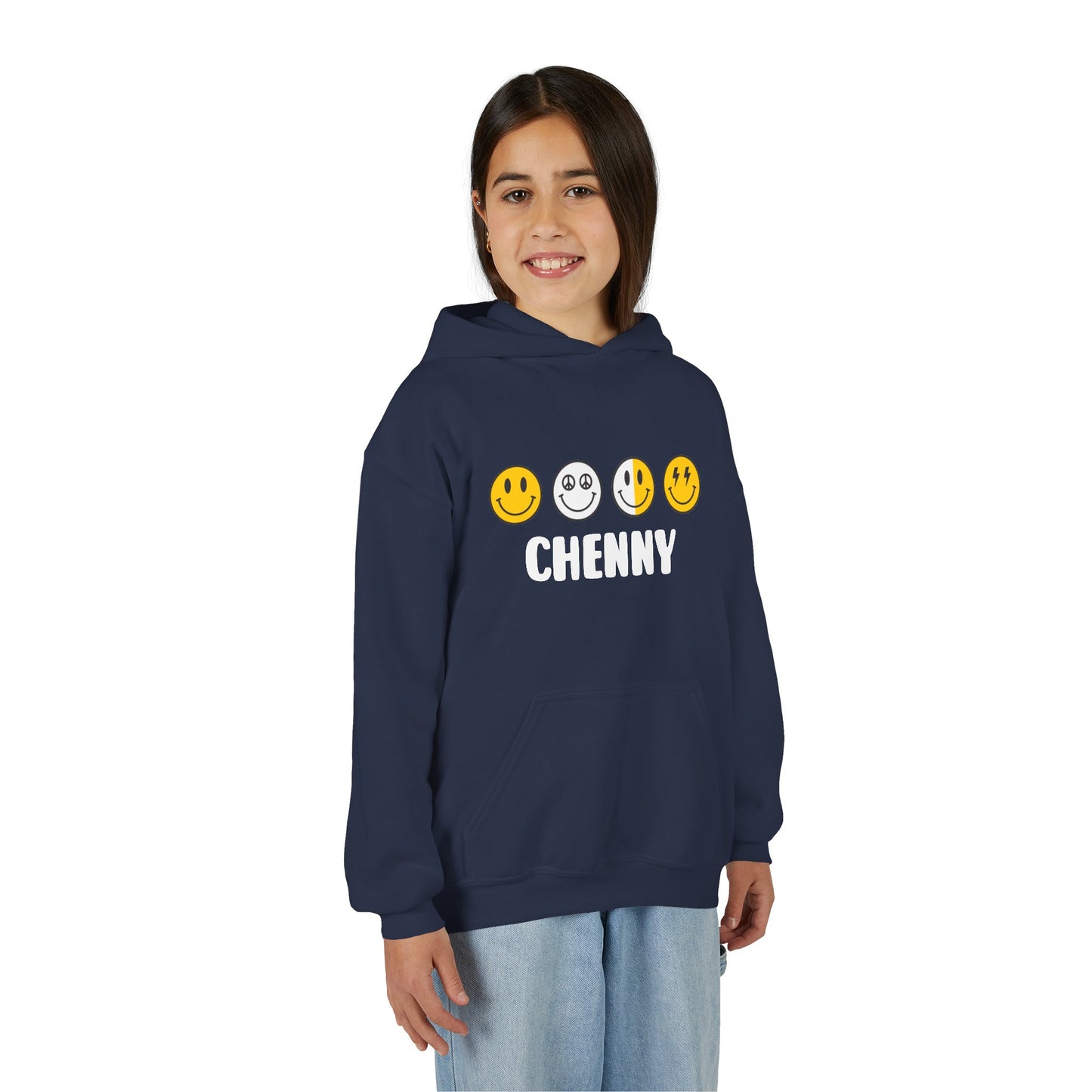 Custom Emoji Line Youth Hooded Sweatshirt