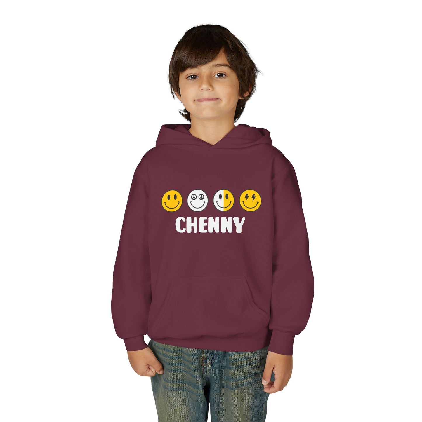 Custom Emoji Line Youth Hooded Sweatshirt