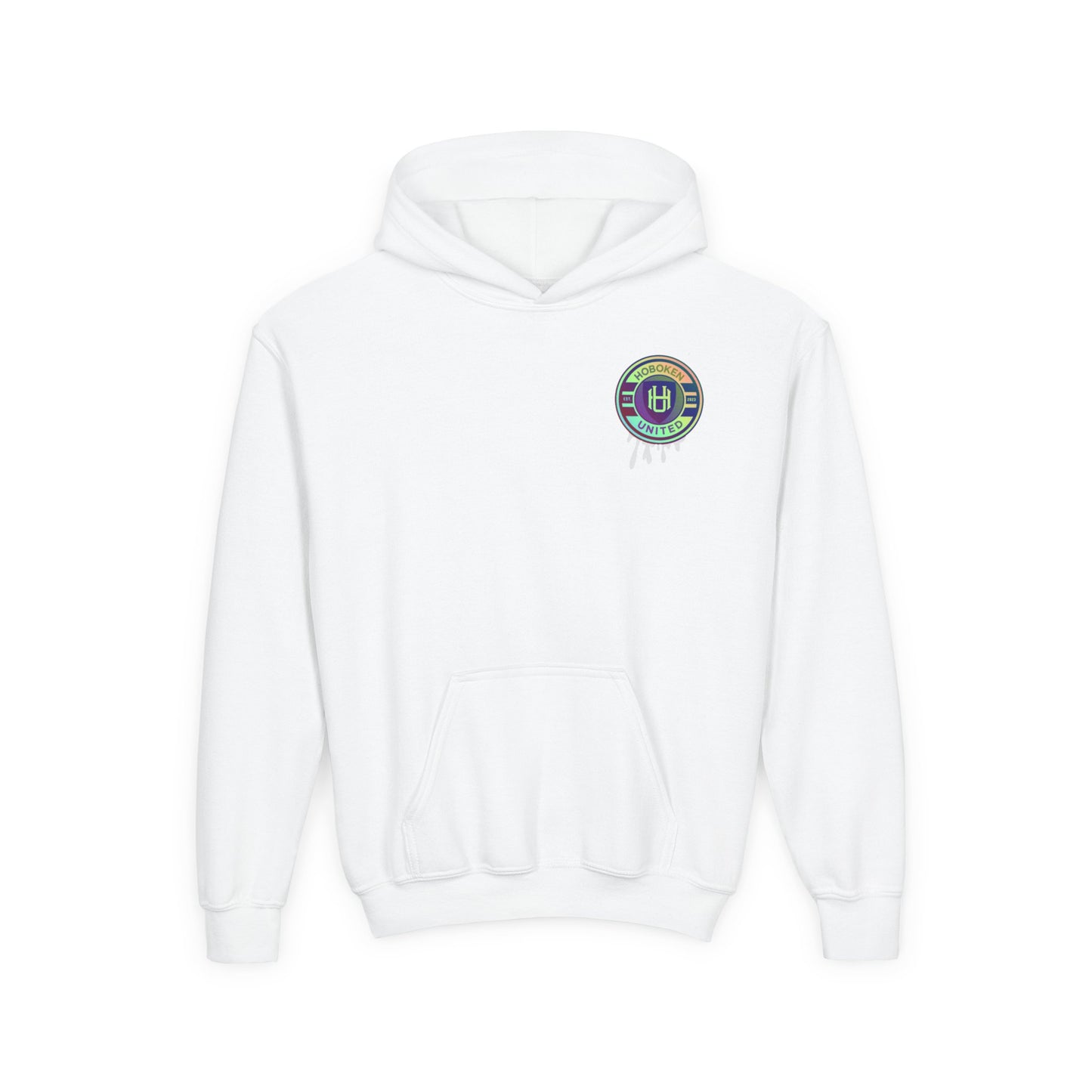 Custom Team Logo Rainbow Drip Youth Hoodie