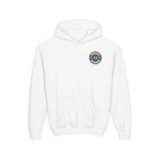 Custom Team Logo Rainbow Drip Youth Hoodie