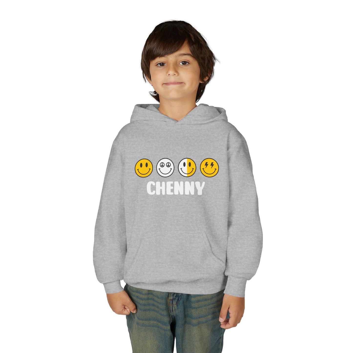 Custom Emoji Line Youth Hooded Sweatshirt