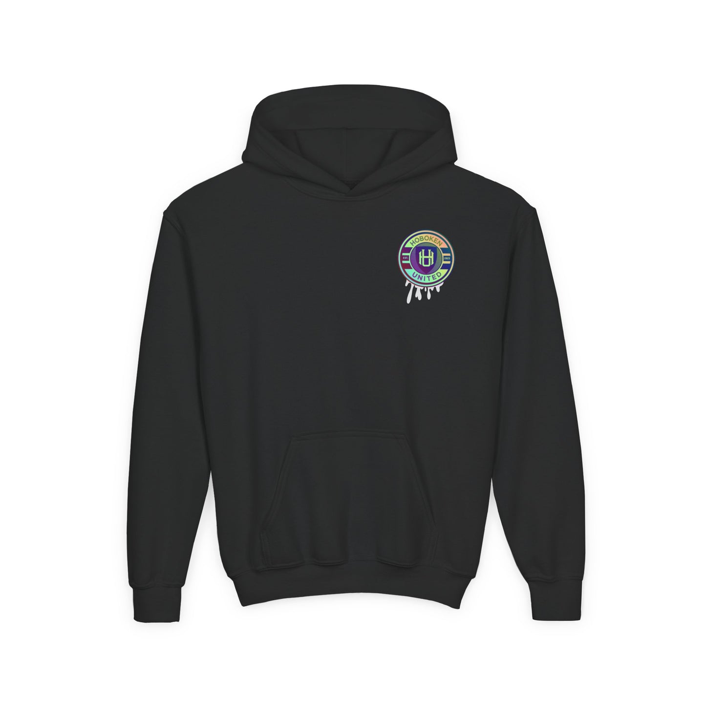 Custom Team Logo Rainbow Drip Youth Hoodie