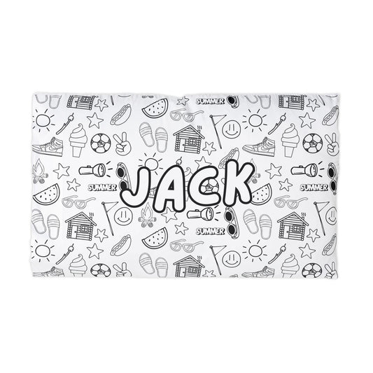 Personalized Camp Coloring Pillowcase, Custom Name Microfiber Pillow Cover, Color-In Pillowcase