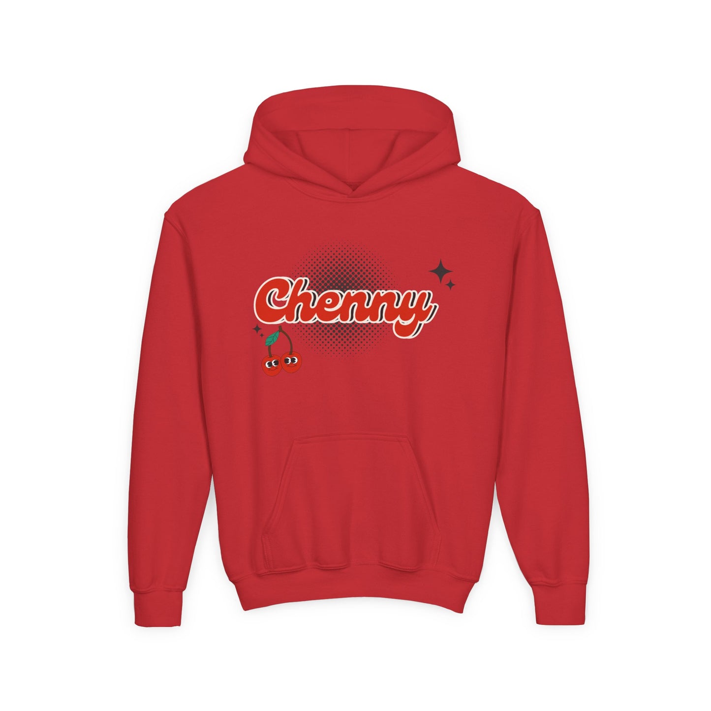 Customizable Youth Hoodie Sweatshirt for Camp, School, or Sports Team | Retro Cherries