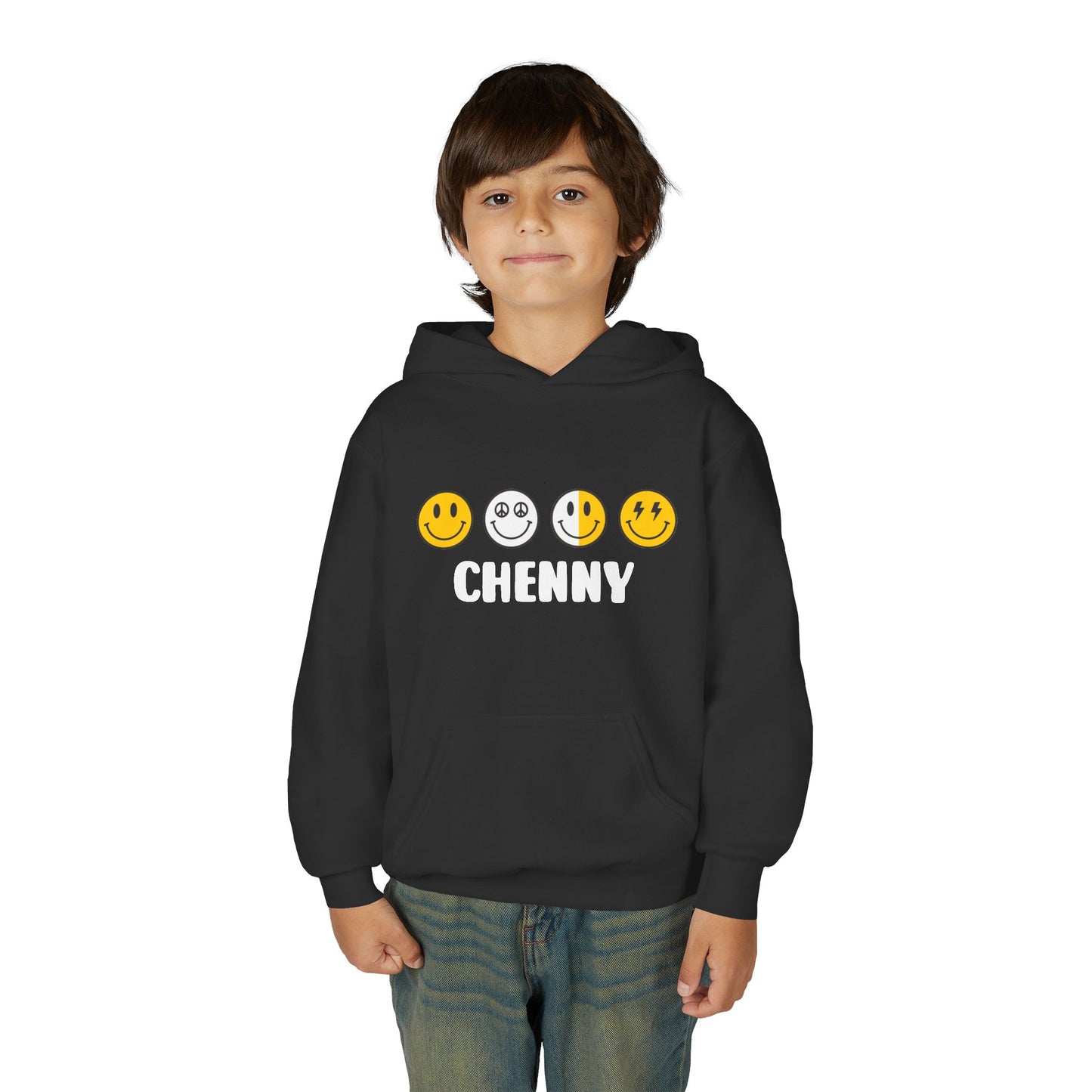 Custom Emoji Line Youth Hooded Sweatshirt