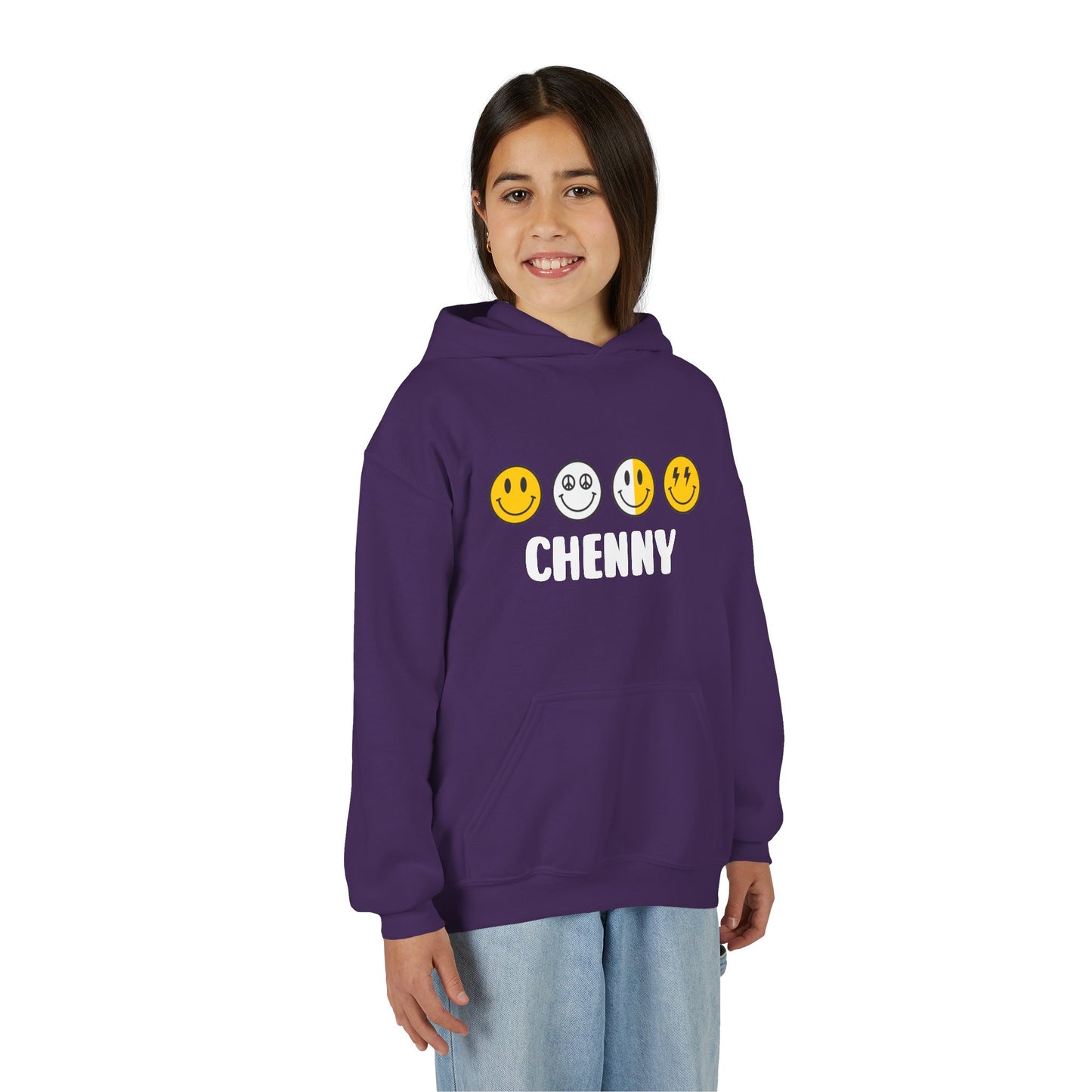 Custom Emoji Line Youth Hooded Sweatshirt