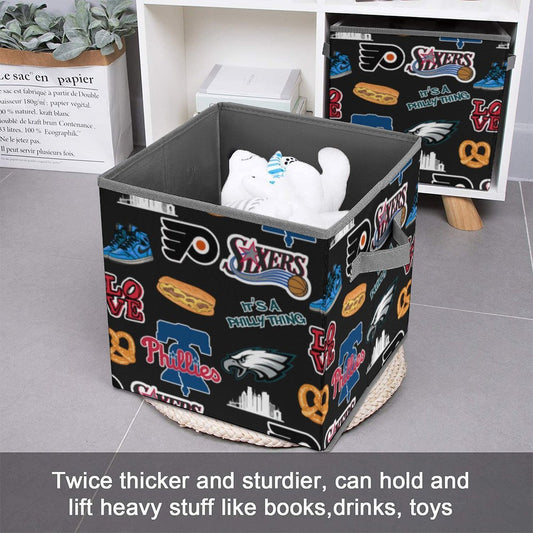 Philadelphia Sports Collage Foldable Storage Bin | All-Over Print Organizer Cube