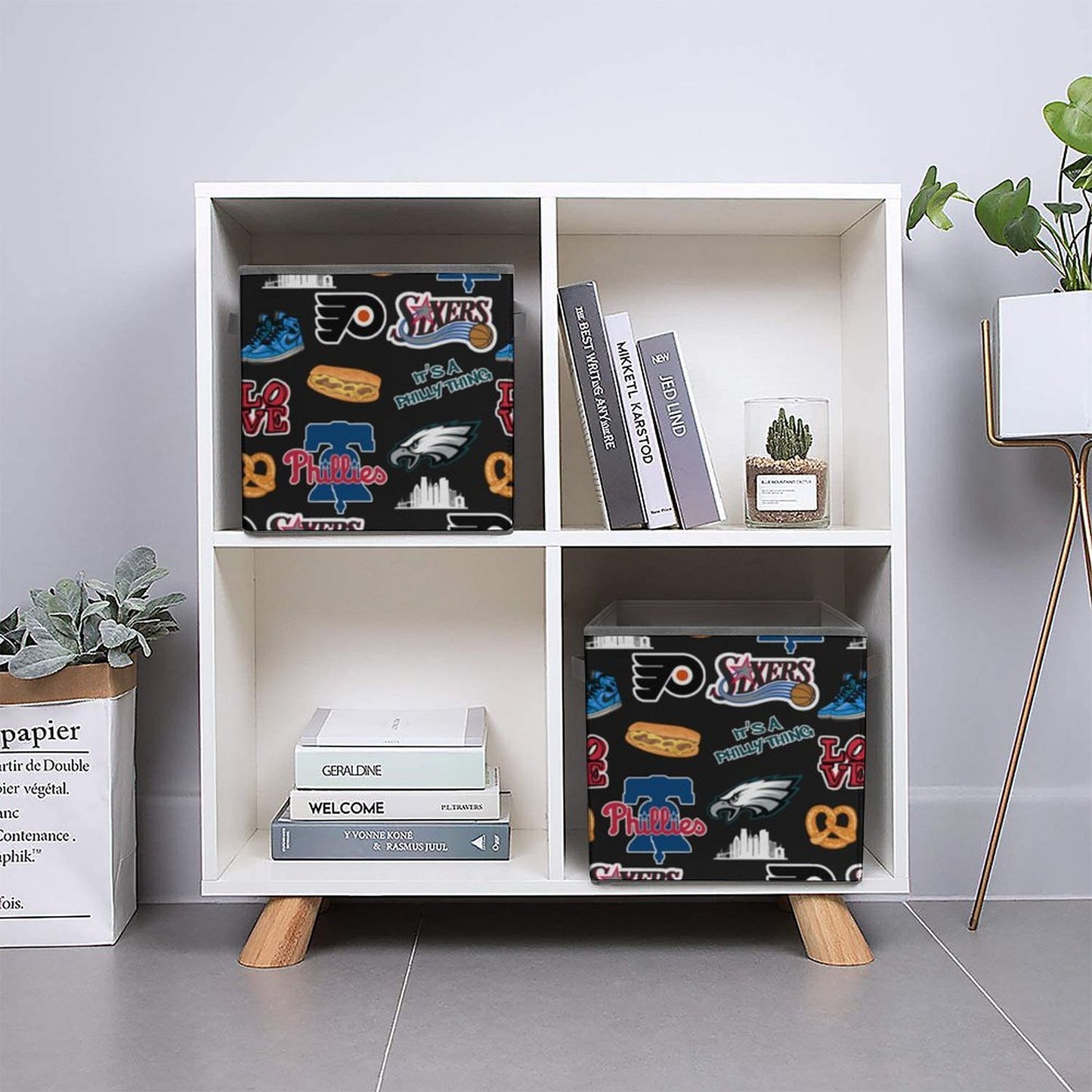 Philadelphia Sports Collage Foldable Storage Bin | All-Over Print Organizer Cube