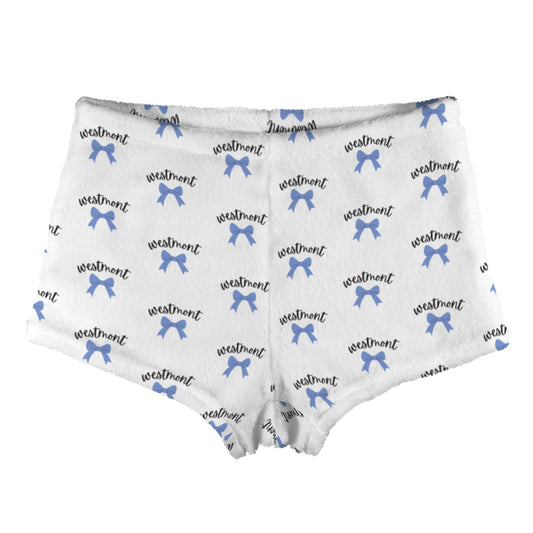 Blue Bows Personalized Bow Lounge Shorts | Custom Name Camp Pajama Shorts