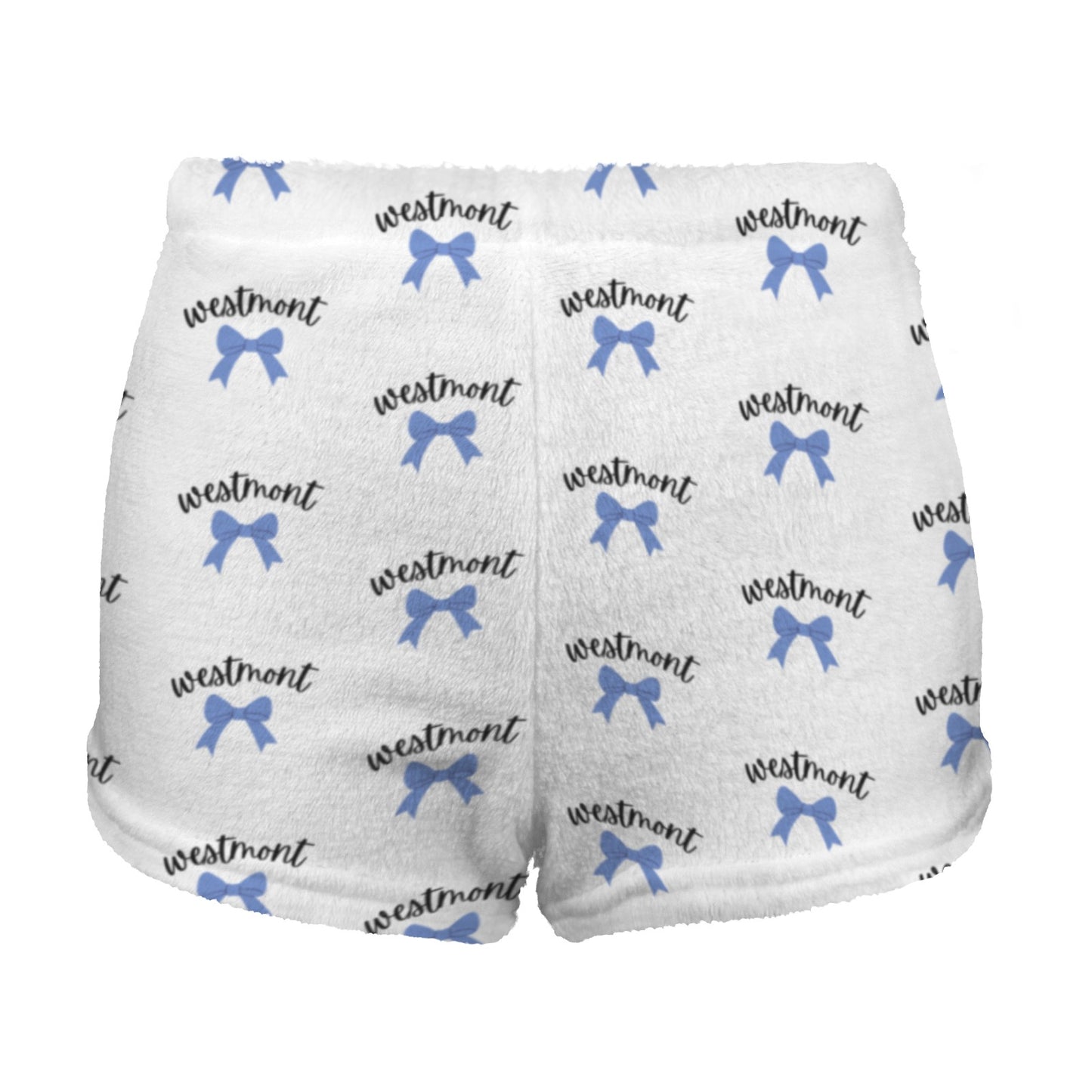 Blue Bows Personalized Bow Lounge Shorts | Custom Name Camp Pajama Shorts